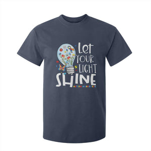 Autism Awareness T Shirt For Kid Let Your Light Shine Puzzle Ribbon Inspirational Quote TS11 Navy Print Your Wear