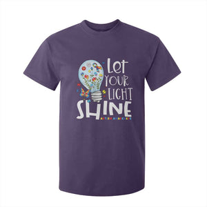 Autism Awareness T Shirt For Kid Let Your Light Shine Puzzle Ribbon Inspirational Quote TS11 Purple Print Your Wear