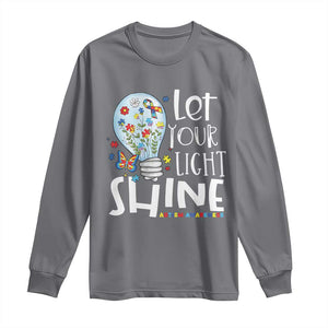 Autism Awareness Long Sleeve Shirt Let Your Light Shine Puzzle Ribbon Inspirational Quote TS11 Charcoal Print Your Wear
