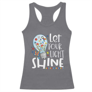 Autism Awareness Racerback Tank Top Let Your Light Shine Puzzle Ribbon Inspirational Quote TS11 Charcoal Print Your Wear