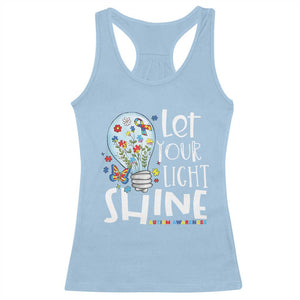 Autism Awareness Racerback Tank Top Let Your Light Shine Puzzle Ribbon Inspirational Quote TS11 Light Blue Print Your Wear