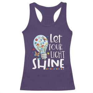 Autism Awareness Racerback Tank Top Let Your Light Shine Puzzle Ribbon Inspirational Quote TS11 Purple Print Your Wear
