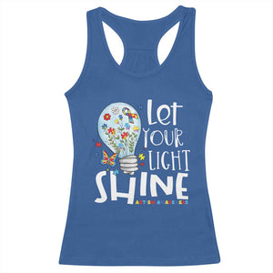 Autism Awareness Racerback Tank Top Let Your Light Shine Puzzle Ribbon Inspirational Quote TS11 Royal Blue Print Your Wear