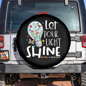 Autism Awareness Spare Tire Cover Let Your Light Shine Puzzle Ribbon Inspirational Quote TS11 No hole Black Print Your Wear