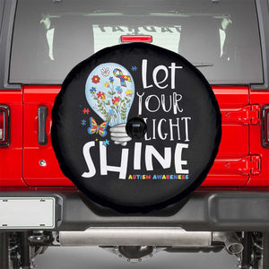 Autism Awareness Spare Tire Cover Let Your Light Shine Puzzle Ribbon Inspirational Quote TS11 Black Print Your Wear