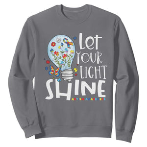 Autism Awareness Sweatshirt Let Your Light Shine Puzzle Ribbon Inspirational Quote TS11 Charcoal Print Your Wear