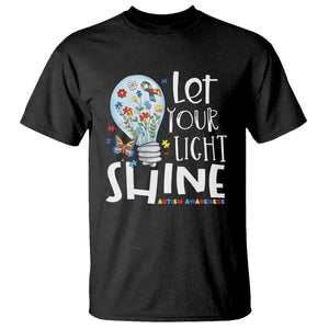 Autism Awareness T Shirt Let Your Light Shine Puzzle Ribbon Inspirational Quote TS11 Black Print Your Wear
