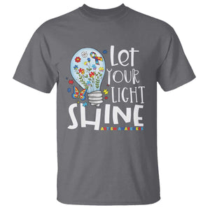Autism Awareness T Shirt Let Your Light Shine Puzzle Ribbon Inspirational Quote TS11 Charcoal Print Your Wear