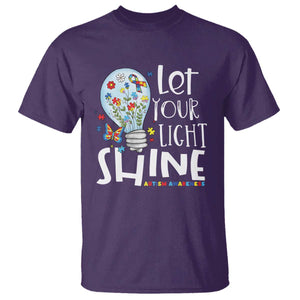 Autism Awareness T Shirt Let Your Light Shine Puzzle Ribbon Inspirational Quote TS11 Purple Print Your Wear