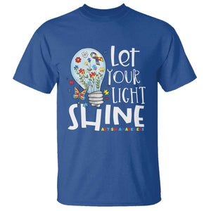 Autism Awareness T Shirt Let Your Light Shine Puzzle Ribbon Inspirational Quote TS11 Royal Blue Print Your Wear