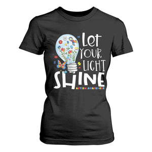 Autism Awareness T Shirt For Women Let Your Light Shine Puzzle Ribbon Inspirational Quote TS11 Black Print Your Wear