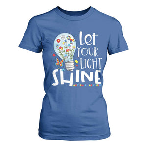 Autism Awareness T Shirt For Women Let Your Light Shine Puzzle Ribbon Inspirational Quote TS11 Royal Blue Print Your Wear