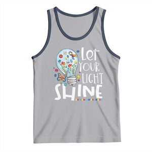 Autism Awareness Tank Top Let Your Light Shine Puzzle Ribbon Inspirational Quote TS11 Athletic Heather Navy Print Your Wear