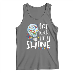 Autism Awareness Tank Top Let Your Light Shine Puzzle Ribbon Inspirational Quote TS11 Black Heather Print Your Wear