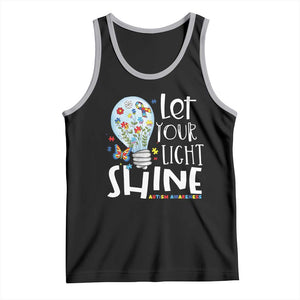 Autism Awareness Tank Top Let Your Light Shine Puzzle Ribbon Inspirational Quote TS11 Black Athletic Heather Print Your Wear
