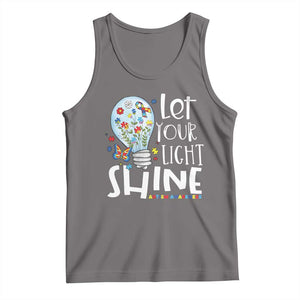 Autism Awareness Tank Top Let Your Light Shine Puzzle Ribbon Inspirational Quote TS11 Deep Heather Print Your Wear