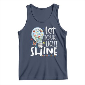 Autism Awareness Tank Top Let Your Light Shine Puzzle Ribbon Inspirational Quote TS11 Navy Print Your Wear