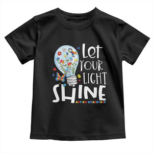 Autism Awareness Toddler T Shirt Let Your Light Shine Puzzle Ribbon Inspirational Quote TS11 Black Print Your Wear