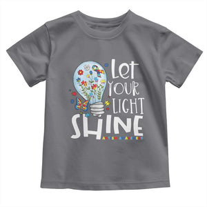 Autism Awareness Toddler T Shirt Let Your Light Shine Puzzle Ribbon Inspirational Quote TS11 Charcoal Print Your Wear