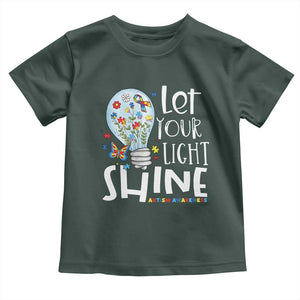 Autism Awareness Toddler T Shirt Let Your Light Shine Puzzle Ribbon Inspirational Quote TS11 Dark Forest Green Print Your Wear