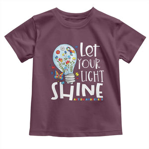 Autism Awareness Toddler T Shirt Let Your Light Shine Puzzle Ribbon Inspirational Quote TS11 Maroon Print Your Wear