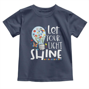Autism Awareness Toddler T Shirt Let Your Light Shine Puzzle Ribbon Inspirational Quote TS11 Navy Print Your Wear