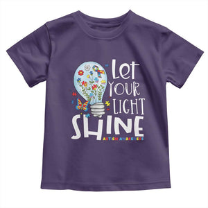 Autism Awareness Toddler T Shirt Let Your Light Shine Puzzle Ribbon Inspirational Quote TS11 Purple Print Your Wear