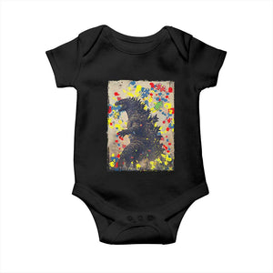 Funny Autism Awareness Japanese Giant Monster Baby Onesie Colorful Puzzles TS11 Black Print Your Wear