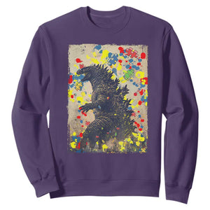 Funny Autism Awareness Japanese Giant Monster Sweatshirt Colorful Puzzles TS11 Purple Print Your Wear