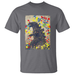 Funny Autism Awareness Japanese Giant Monster T Shirt Colorful Puzzles TS11 Charcoal Print Your Wear