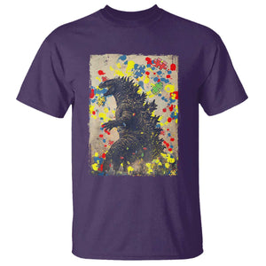 Funny Autism Awareness Japanese Giant Monster T Shirt Colorful Puzzles TS11 Purple Print Your Wear