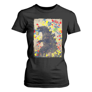 Funny Autism Awareness Japanese Giant Monster T Shirt For Women Colorful Puzzles TS11 Black Print Your Wear