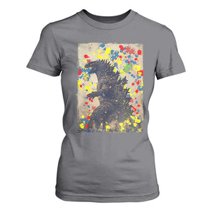 Funny Autism Awareness Japanese Giant Monster T Shirt For Women Colorful Puzzles TS11 Charcoal Print Your Wear