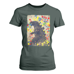 Funny Autism Awareness Japanese Giant Monster T Shirt For Women Colorful Puzzles TS11 Dark Forest Green Print Your Wear
