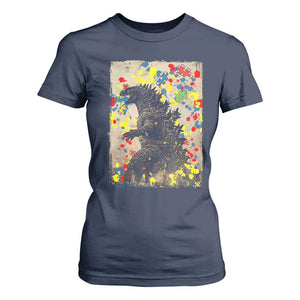 Funny Autism Awareness Japanese Giant Monster T Shirt For Women Colorful Puzzles TS11 Navy Print Your Wear