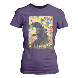 Funny Autism Awareness Japanese Giant Monster T Shirt For Women Colorful Puzzles TS11 Purple Print Your Wear