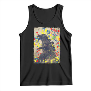 Funny Autism Awareness Japanese Giant Monster Tank Top Colorful Puzzles TS11 Black Print Your Wear