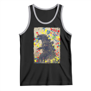 Funny Autism Awareness Japanese Giant Monster Tank Top Colorful Puzzles TS11 Black Athletic Heather Print Your Wear