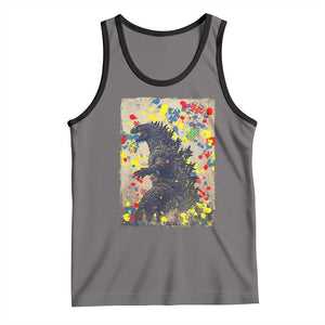 Funny Autism Awareness Japanese Giant Monster Tank Top Colorful Puzzles TS11 Deep Heather Black Print Your Wear