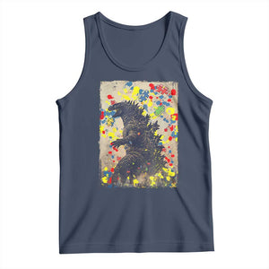 Funny Autism Awareness Japanese Giant Monster Tank Top Colorful Puzzles TS11 Navy Print Your Wear