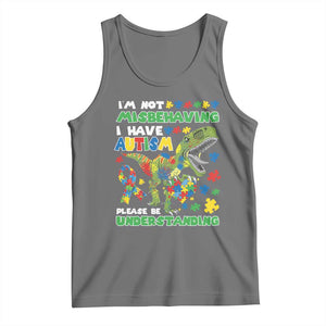 Funny Autism Awareness Dinosaur Tank Top I'm Not Misbehaving I Have Autism Please Be Understanding TS11 Black Heather Print Your Wear