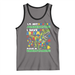 Funny Autism Awareness Dinosaur Tank Top I'm Not Misbehaving I Have Autism Please Be Understanding TS11 Deep Heather Black Print Your Wear