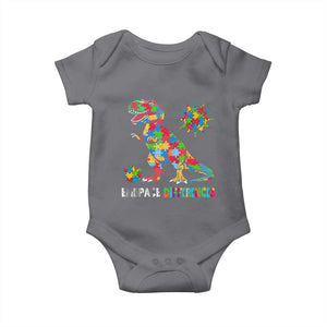Funny Autism Awareness Embrace Differences Baby Onesie Puzzle Dinosaur TS11 Charcoal Print Your Wear