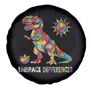 Funny Autism Awareness Embrace Differences Spare Tire Cover Puzzle Dinosaur TS11 Print Your Wear