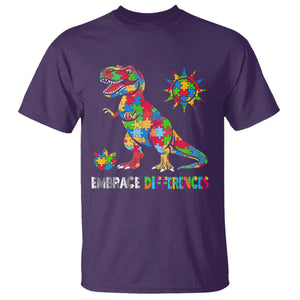 Funny Autism Awareness Embrace Differences T Shirt Puzzle Dinosaur TS11 Purple Print Your Wear