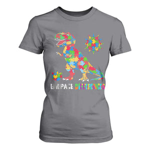 Funny Autism Awareness Embrace Differences T Shirt For Women Puzzle Dinosaur TS11 Charcoal Print Your Wear