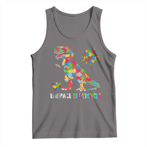 Funny Autism Awareness Embrace Differences Tank Top Puzzle Dinosaur TS11 Deep Heather Print Your Wear