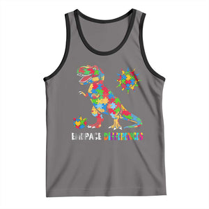 Funny Autism Awareness Embrace Differences Tank Top Puzzle Dinosaur TS11 Deep Heather Black Print Your Wear