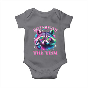 Funny Autism Awareness Racoon Baby Onesie Rizz Em With The Tism Meme Autistic TS11 Charcoal Print Your Wear