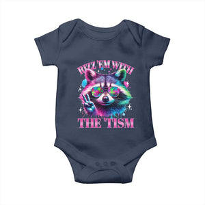 Funny Autism Awareness Racoon Baby Onesie Rizz Em With The Tism Meme Autistic TS11 Navy Print Your Wear
